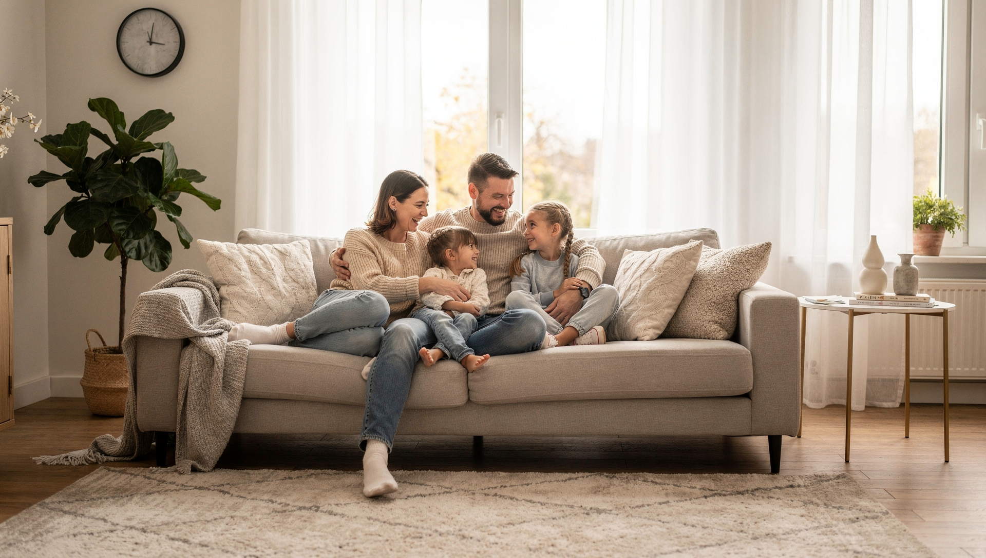 Family comfortable at home